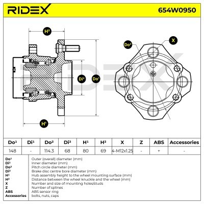 Radlager RIDEX 654W0950 654W0950 - foto 6