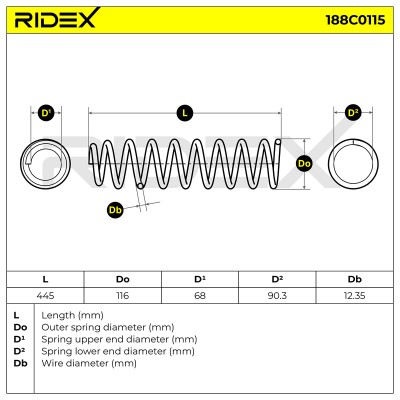 Fahrwerksfeder RIDEX 188C0115 188C0115 - foto 4