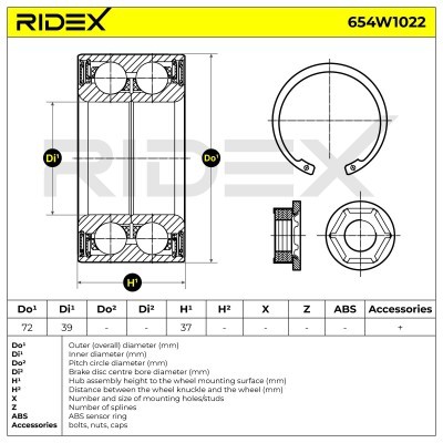 Radlager RIDEX 654W1022 654W1022 - foto 6
