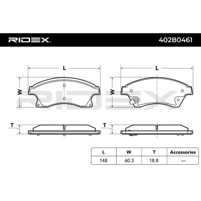 Bremsbeläge Satz RIDEX 402B0461 402B0461 - foto 3