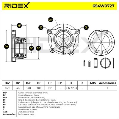 Radlagersatz RIDEX 654W0727 654W0727 - foto 6