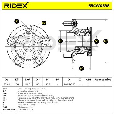 Radlagersatz RIDEX 654W0598 654W0598 - foto 6