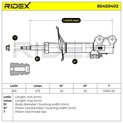 Stoßdämpfer RIDEX 854S0402 854S0402 - foto 11