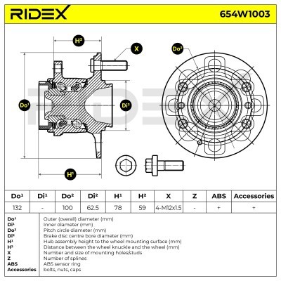Radlager RIDEX 654W1003 654W1003 - foto 6