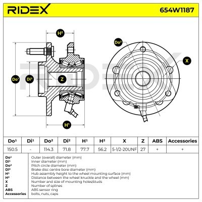 Radlager RIDEX 654W1187 654W1187 - foto 6
