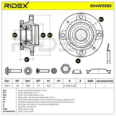 Radlager RIDEX 654W0585 654W0585 - foto 2