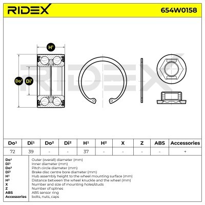 Radlager RIDEX 654W0158 654W0158 - foto 3