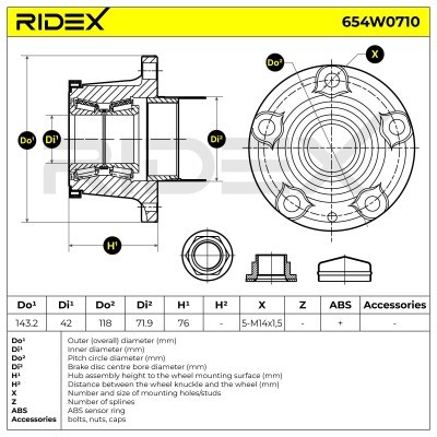 Radlager RIDEX 654W0710 654W0710 - foto 7