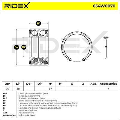 Radlager RIDEX 654W0070 654W0070 - foto 2