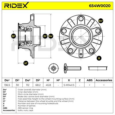 Radlager RIDEX 654W0020 654W0020 - foto 7