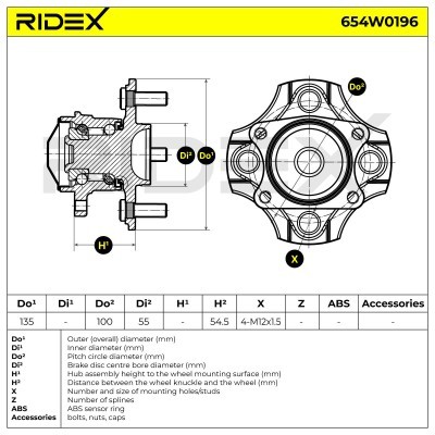 Radlager RIDEX 654W0196 654W0196 - foto 3