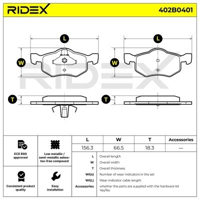 Bremsbeläge Satz RIDEX 402B0401 402B0401 - foto 8