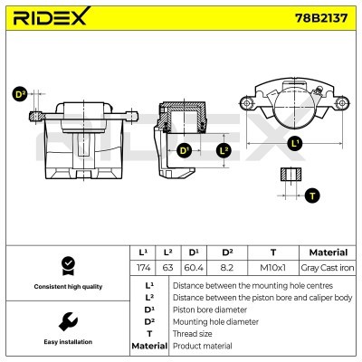 Bremssattel RIDEX 78B2137 78B2137 - foto 6