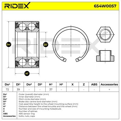 Radlager RIDEX 654W0057 654W0057 - foto 3