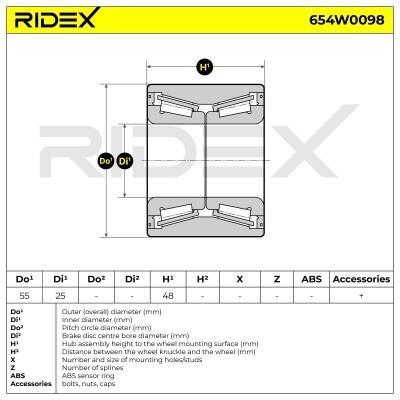 Radlager RIDEX 654W0098 654W0098 - foto 2