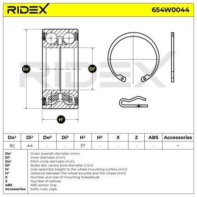 Radlager RIDEX 654W0044 654W0044 - foto 3