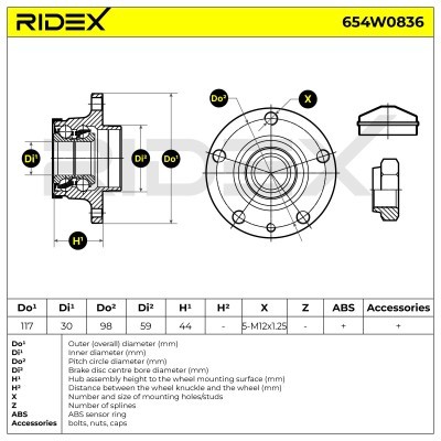 Radlager RIDEX 654W0836 654W0836 - foto 5