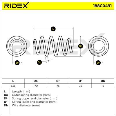 Fahrwerksfeder RIDEX 188C0491 188C0491 - foto 4