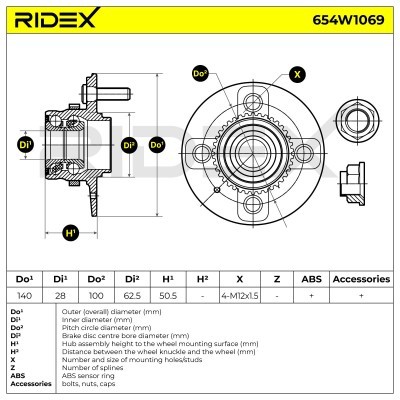 Radlager RIDEX 654W1069 654W1069 - foto 6