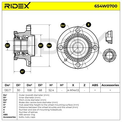Radlager RIDEX 654W0700 654W0700 - foto 6