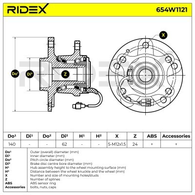 Radlager RIDEX 654W1121 654W1121 - foto 7