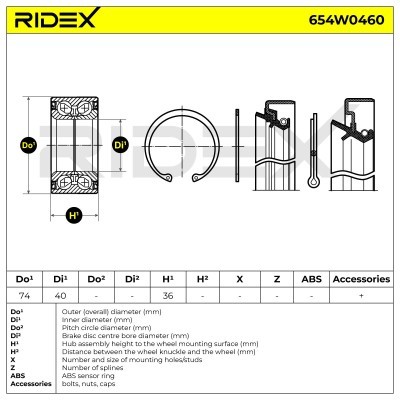 Radlager RIDEX 654W0460 654W0460 - foto 7