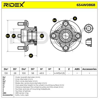 Radlager RIDEX 654W0868 654W0868 - foto 5
