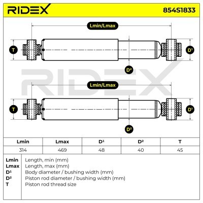 Stoßdämpfer RIDEX 854S1833 854S1833 - foto 5