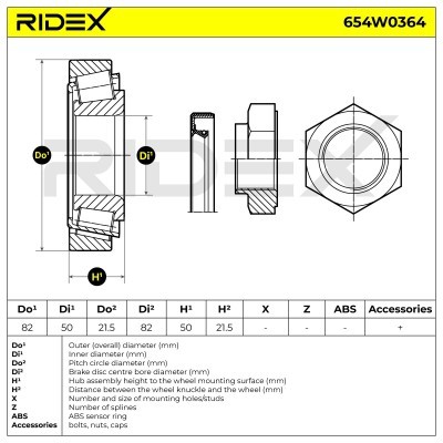 Radlager RIDEX 654W0364 654W0364 - foto 6