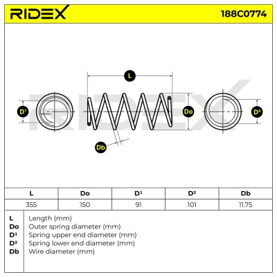 Fahrwerksfeder RIDEX 188C0774 188C0774 - foto 6