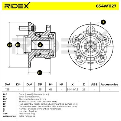 Radlager RIDEX 654W1127 654W1127 - foto 7
