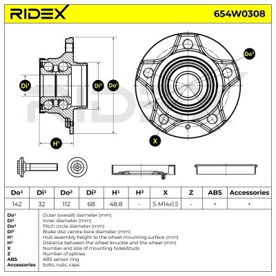 Radlager RIDEX 654W0308 654W0308 - foto 10