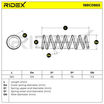 Fahrwerksfeder RIDEX 188C0865 188C0865 - foto 5