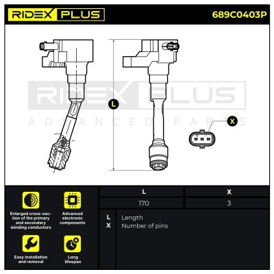 Zündspule RIDEX 689C0403P 689C0403P - foto 3