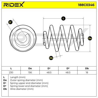 Fahrwerksfeder RIDEX 188C0346 188C0346 - foto 5