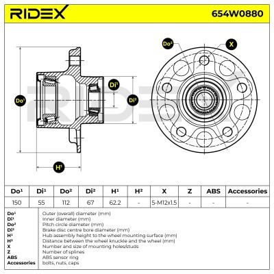 Radlager RIDEX 654W0880 654W0880 - foto 5