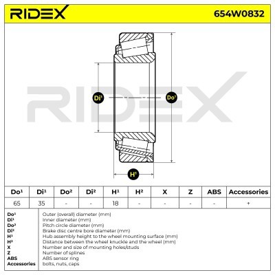 Radlager RIDEX 654W0832 654W0832 - foto 7