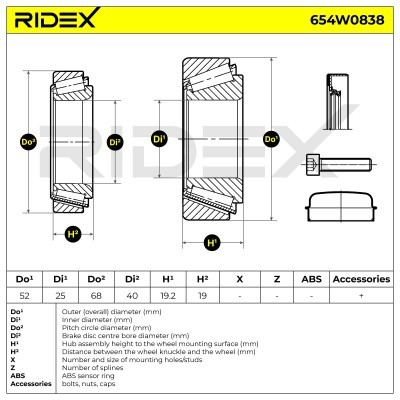 Radlager RIDEX 654W0838 654W0838 - foto 7