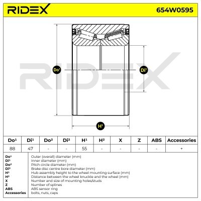 Radlager RIDEX 654W0595 654W0595 - foto 5
