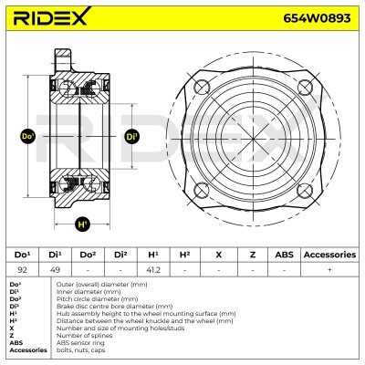 Radlagersatz RIDEX 654W0893 654W0893 - foto 5