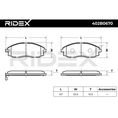 Bremsbeläge Satz RIDEX 402B0670 402B0670 - foto 8
