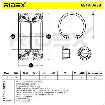 Radlager RIDEX 654W0488 654W0488 - foto 7