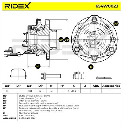 Radlager RIDEX 654W0023 654W0023 - foto 7