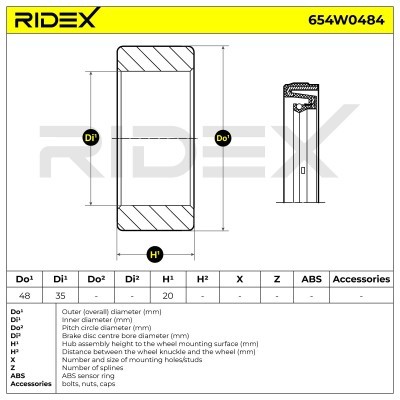 Radlager RIDEX 654W0484 654W0484 - foto 7