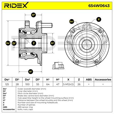 Radlager RIDEX 654W0643 654W0643 - foto 5