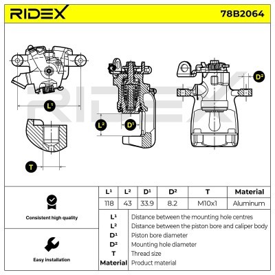 Bremssattel RIDEX 78B2064 78B2064 - foto 3