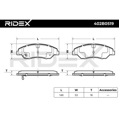 Bremsbeläge Satz RIDEX 402B0519 402B0519 - foto 8