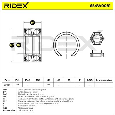Radlager RIDEX 654W0081 654W0081 - foto 3