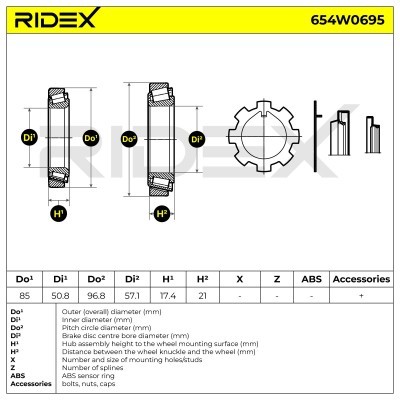 Radlager RIDEX 654W0695 654W0695 - foto 5