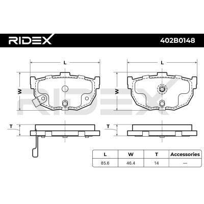 Bremsbeläge Satz RIDEX 402B0148 402B0148 - foto 7